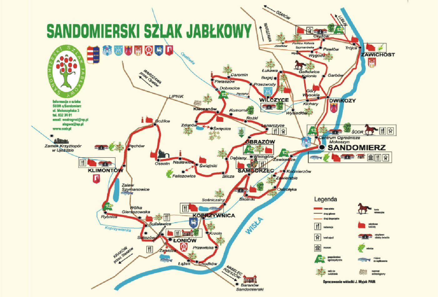 Mapa Sandomierskiego Szlaku Jabłkowego